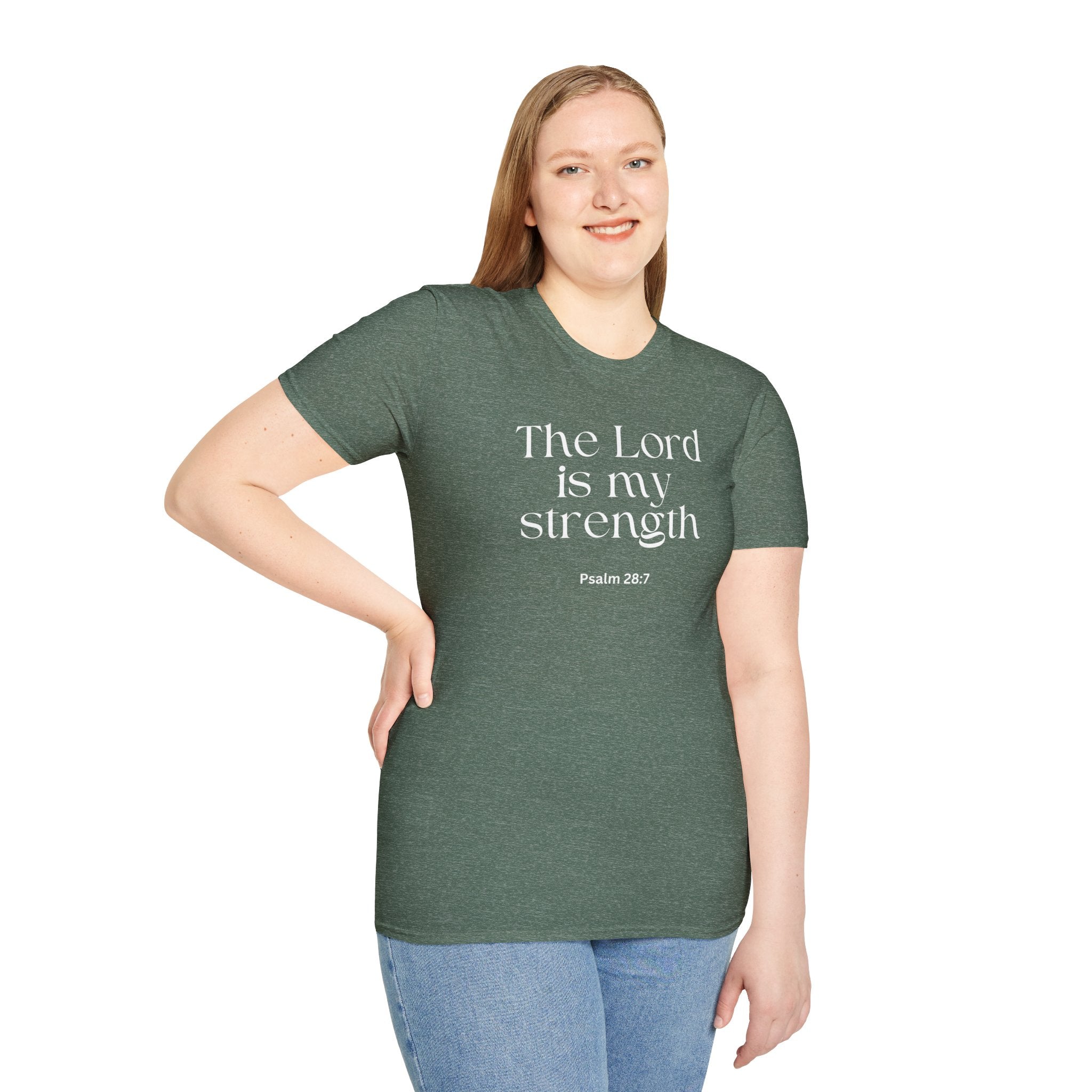 Faith Over Fear Christian T-Shirt — "The Lord Is My Strength" Psalm 28:7