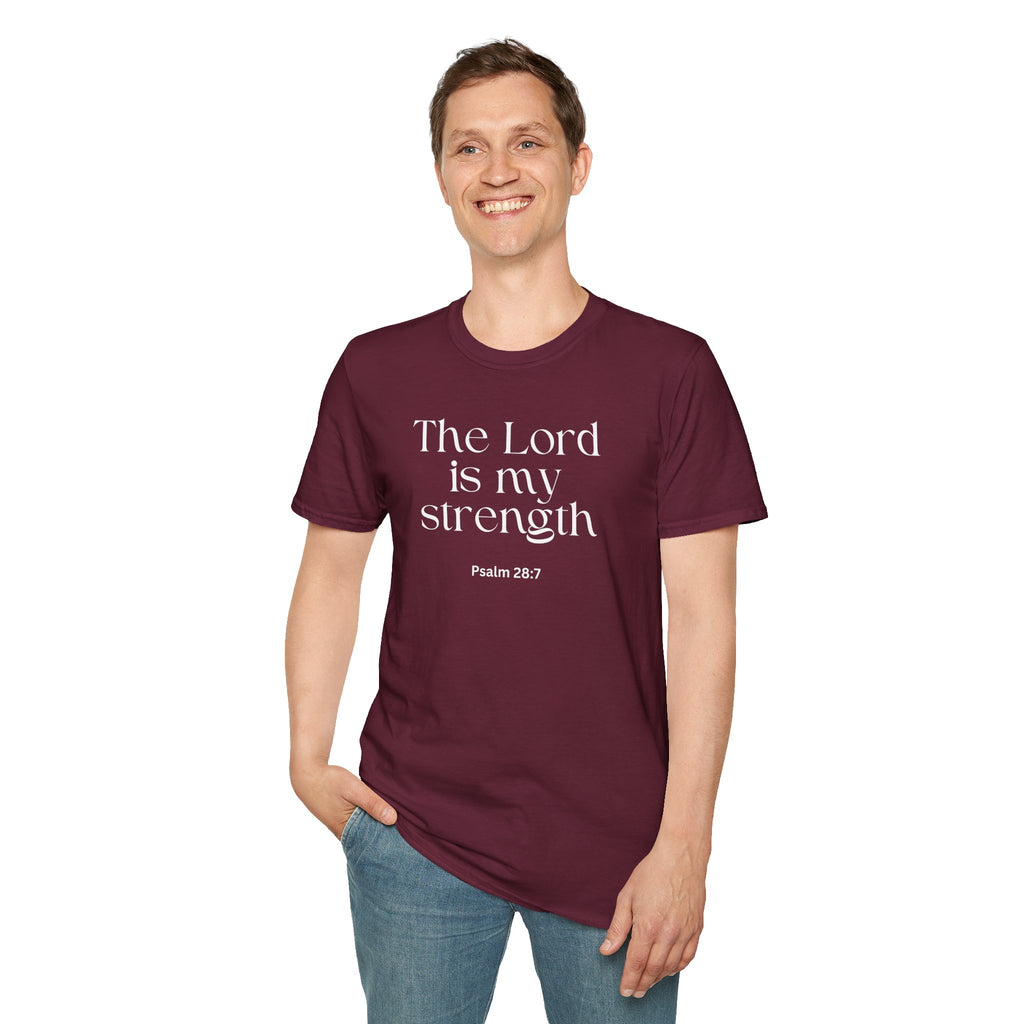Faith Over Fear Christian T-Shirt — "The Lord Is My Strength" Psalm 28:7