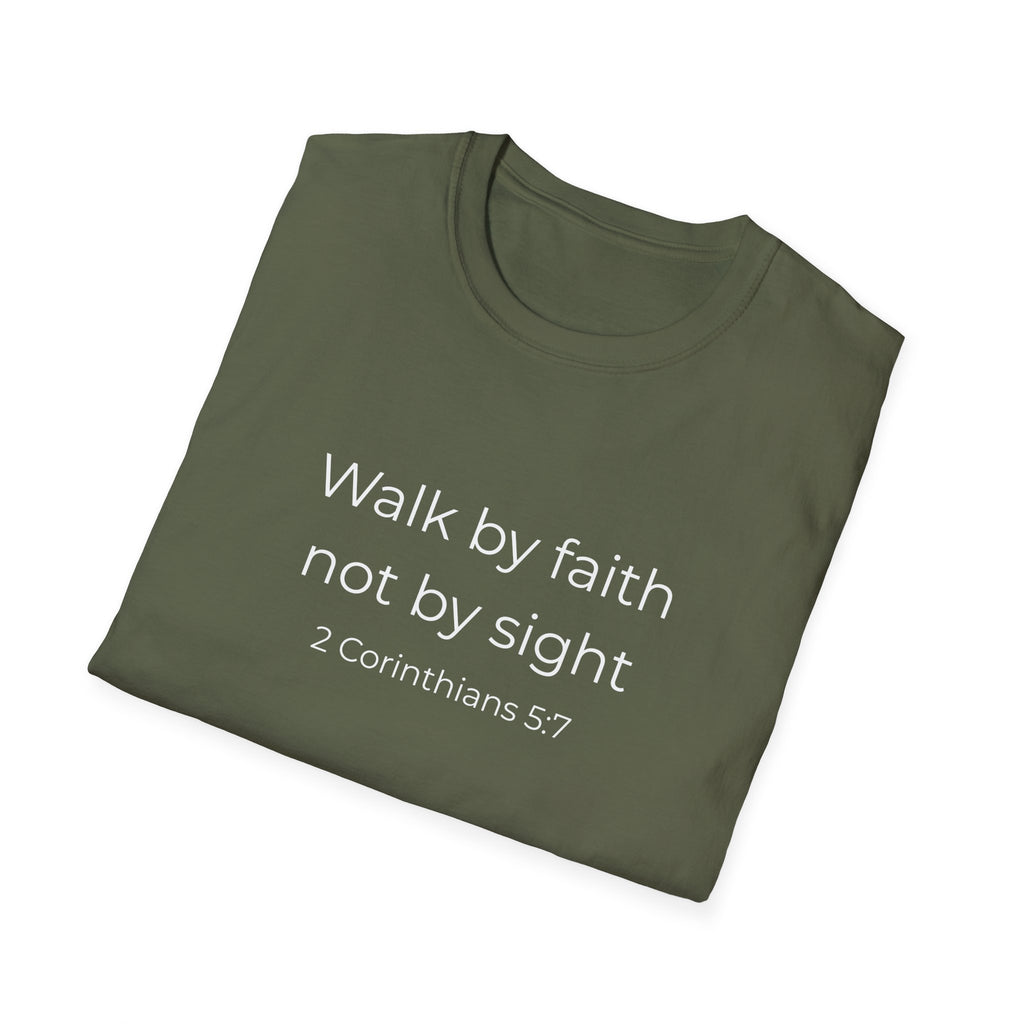 Faith Over Fear Christian T-Shirt  — "Walk by faith not by sight" (2 Corinthians 5:7)
