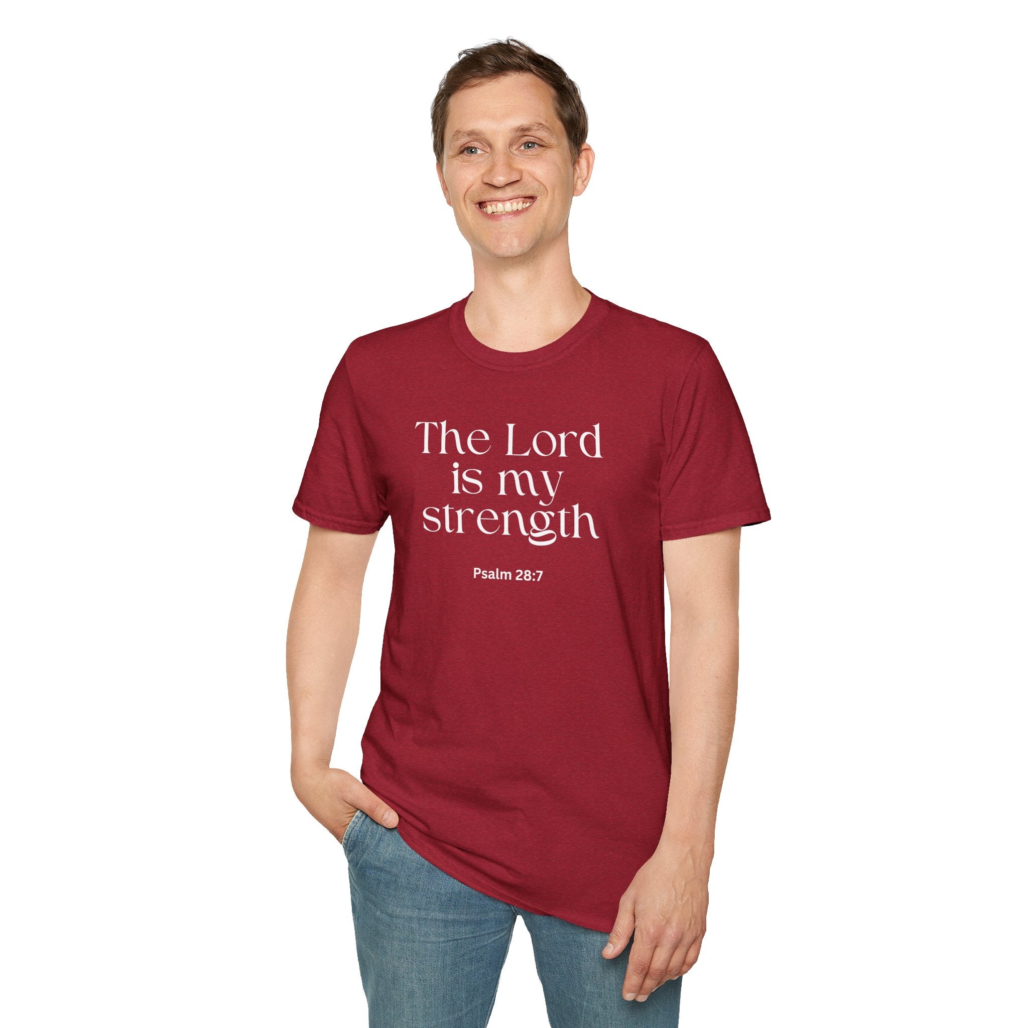 Faith Over Fear Christian T-Shirt — "The Lord Is My Strength" Psalm 28:7