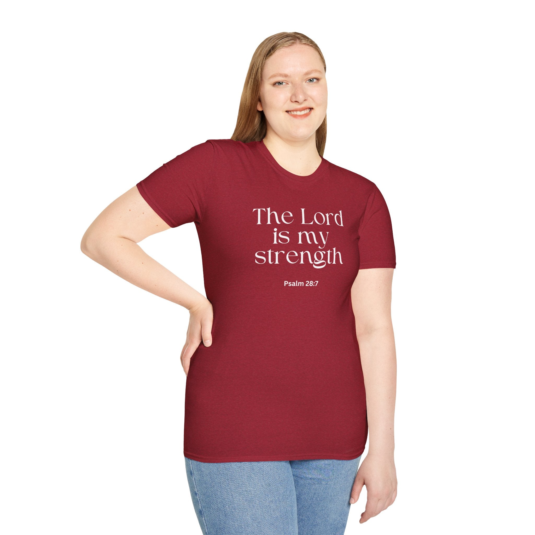 Faith Over Fear Christian T-Shirt — "The Lord Is My Strength" Psalm 28:7