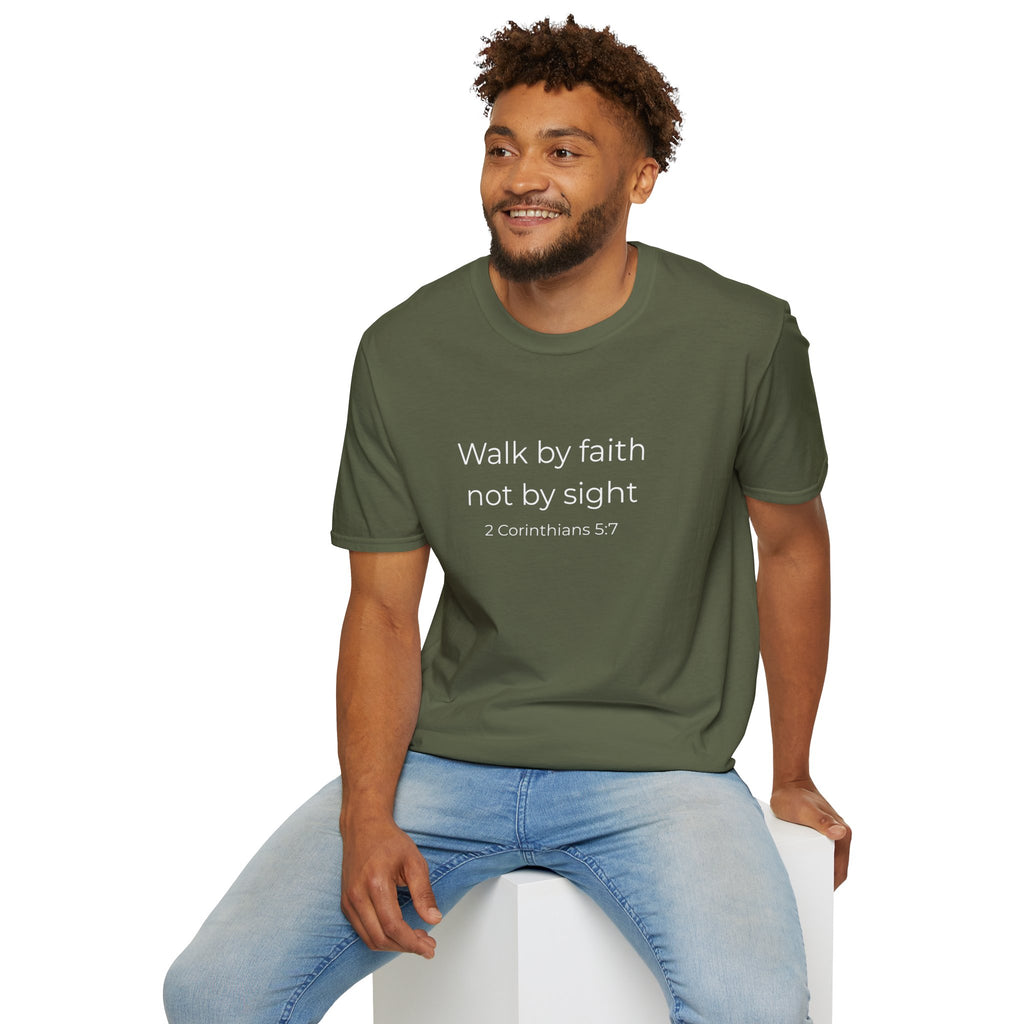Faith Over Fear Christian T-Shirt  — "Walk by faith not by sight" (2 Corinthians 5:7)