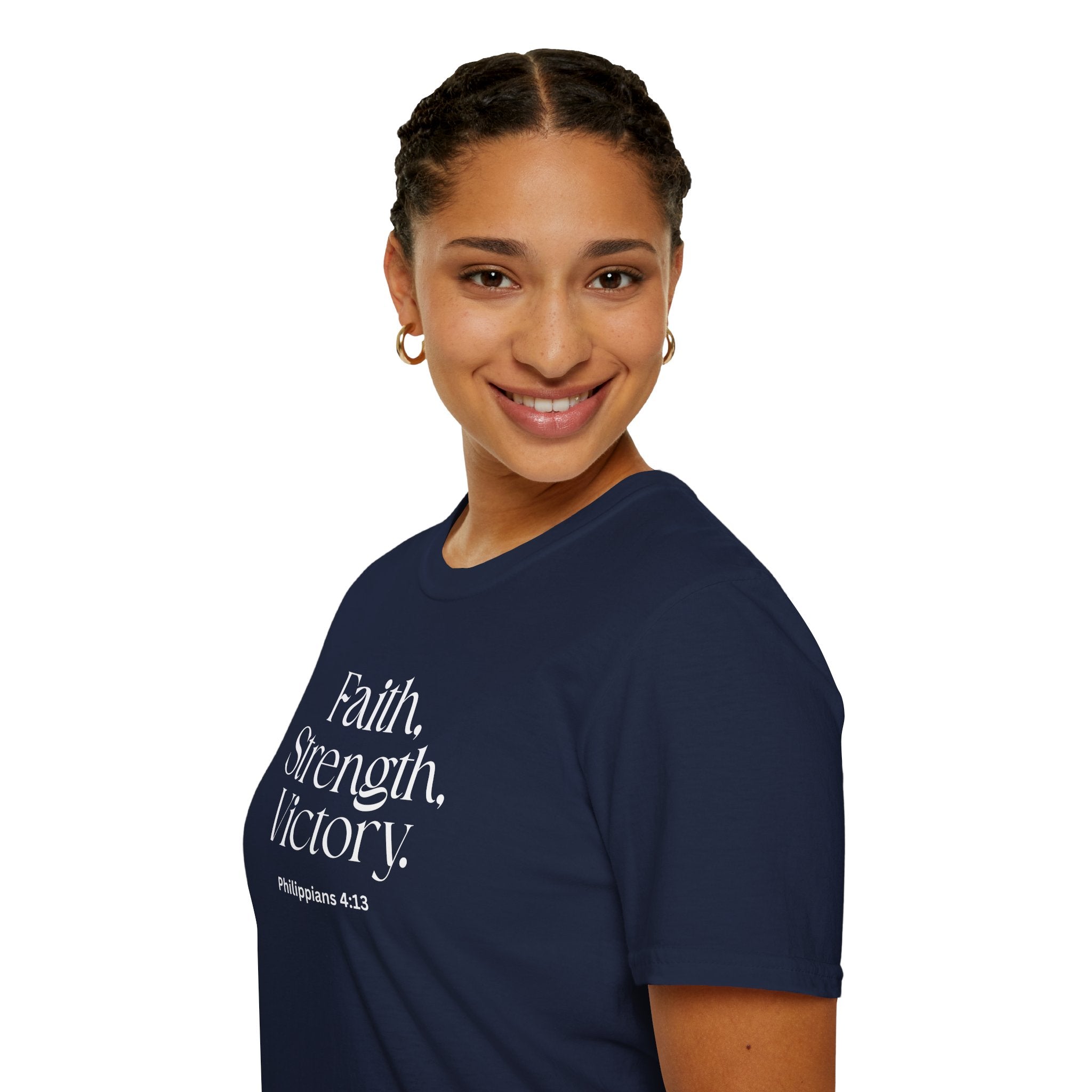 Faith Strength Victory T‑Shirt — Scripture Inspired Reminder for Everyday Witness