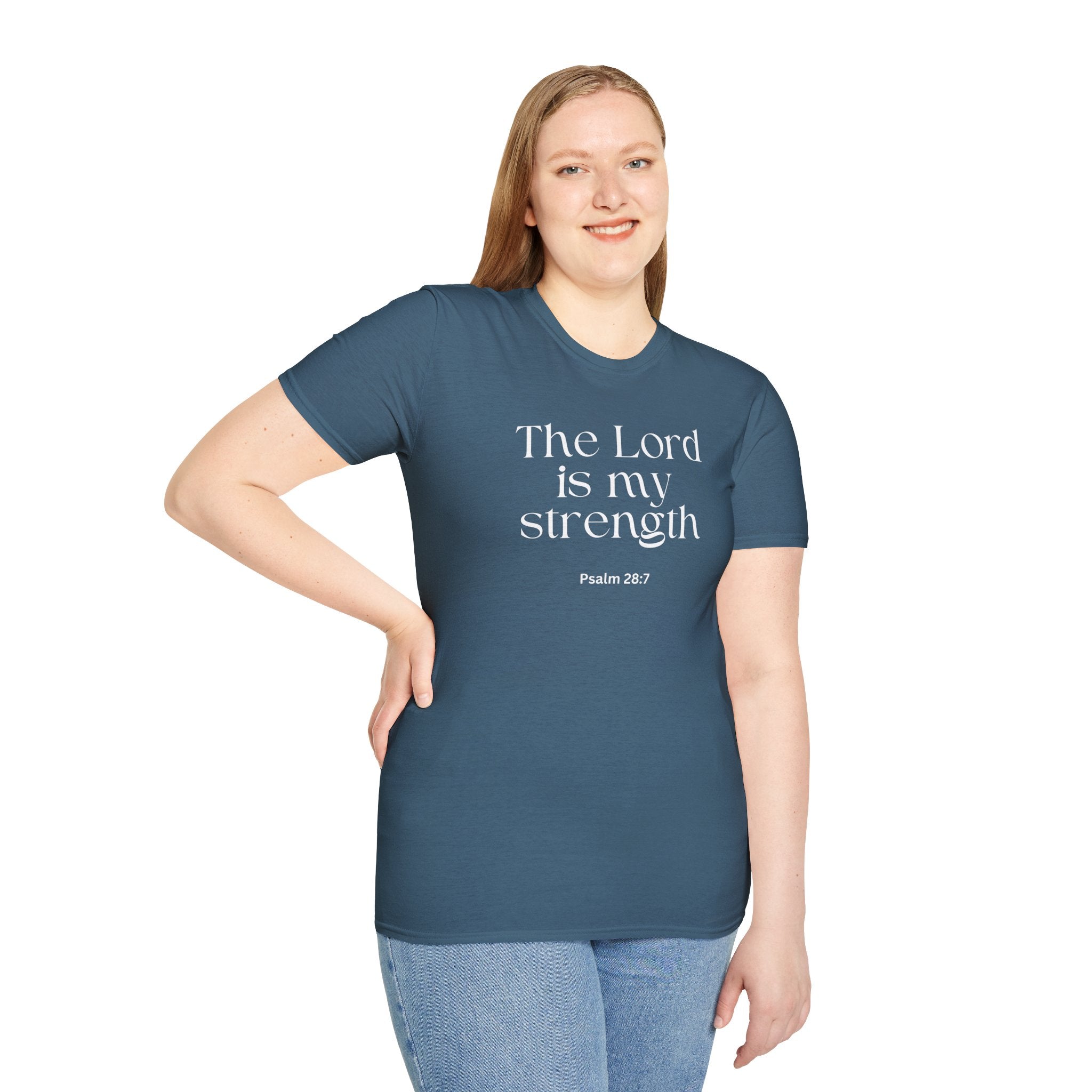 Faith Over Fear Christian T-Shirt — "The Lord Is My Strength" Psalm 28:7